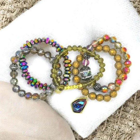 5pc Boho Chic Handmade Beadedโ Stackable Stretchy Trendy Bracelet Set ๐ฟ - Picture 12 of 14